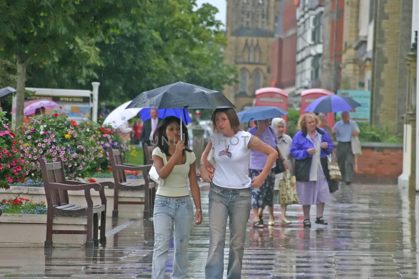 Two Women on Rainy Day in Southport Merseyside by green308