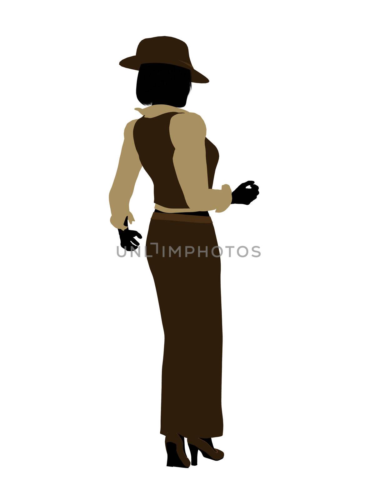 Female jazz dancer illustration silhouette on a white background