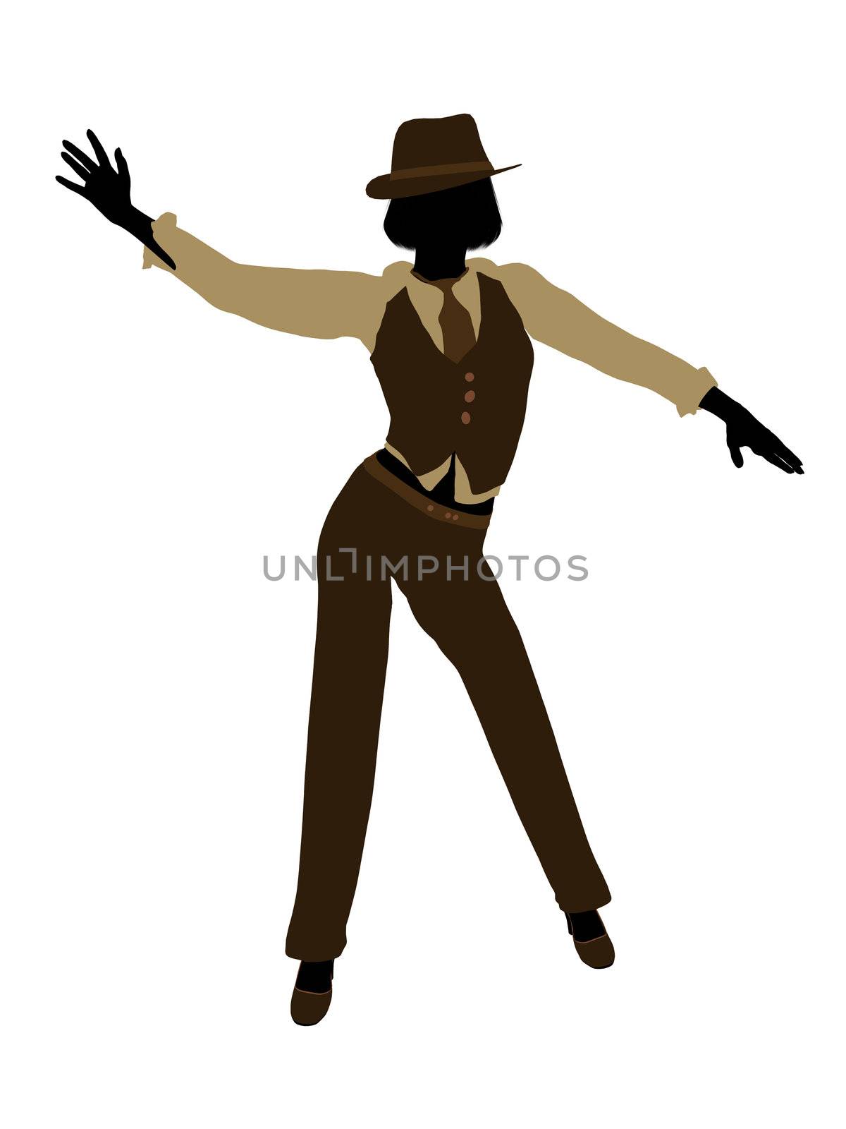 Female jazz dancer illustration silhouette on a white background