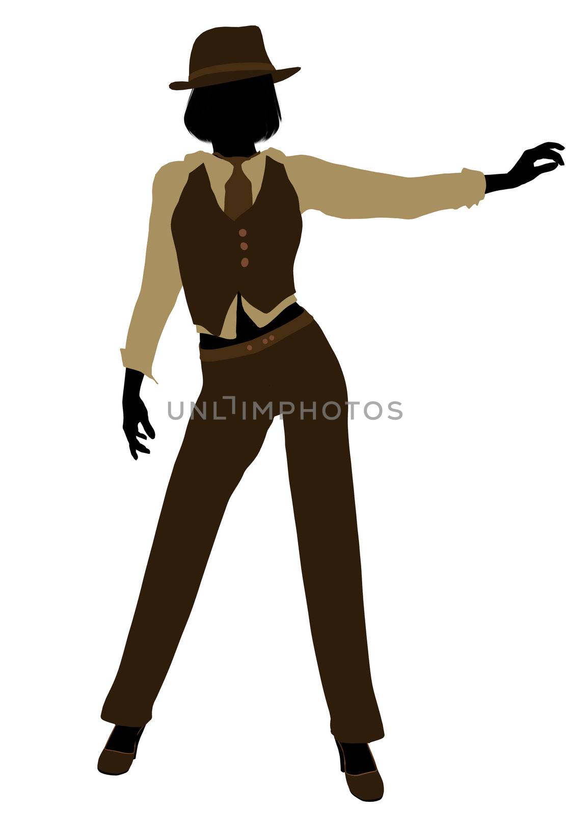 Female jazz dancer illustration silhouette on a white background