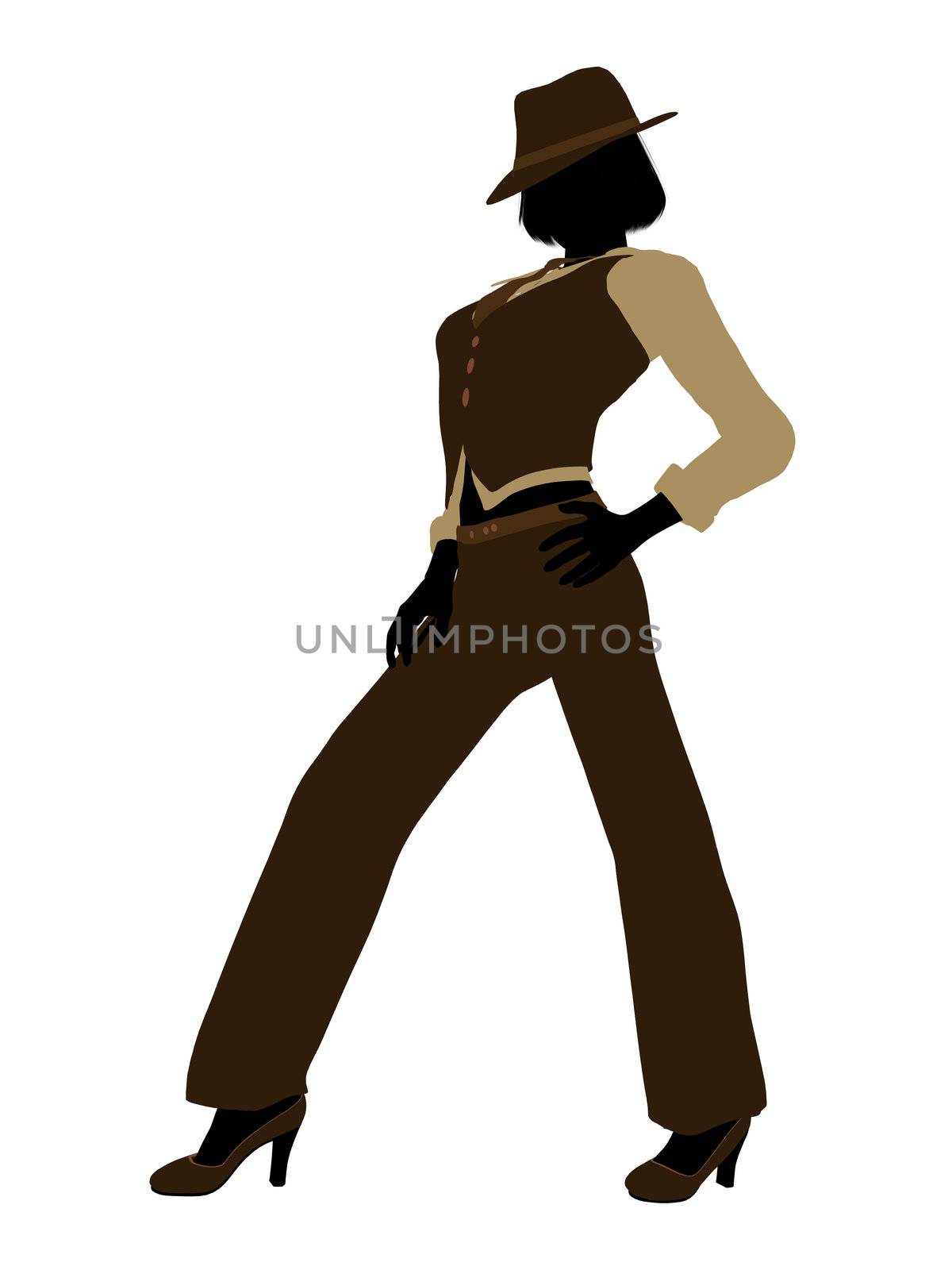 Female jazz dancer illustration silhouette on a white background