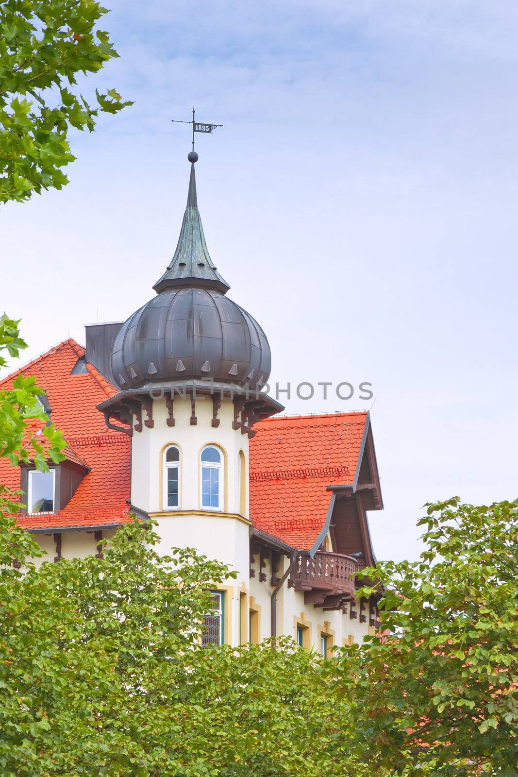 A nice image of a house with tower in bavaria