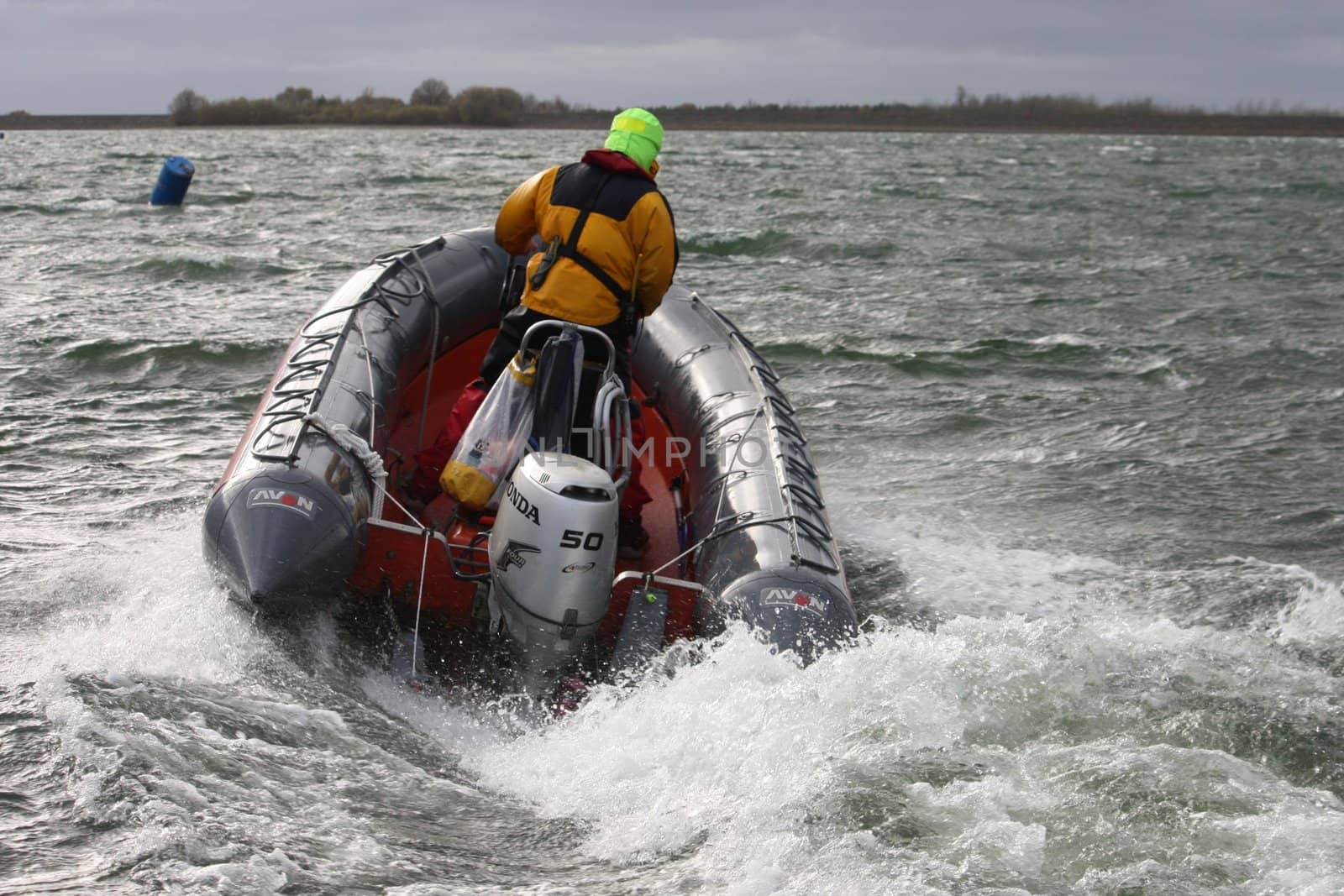 Speedboat powering away