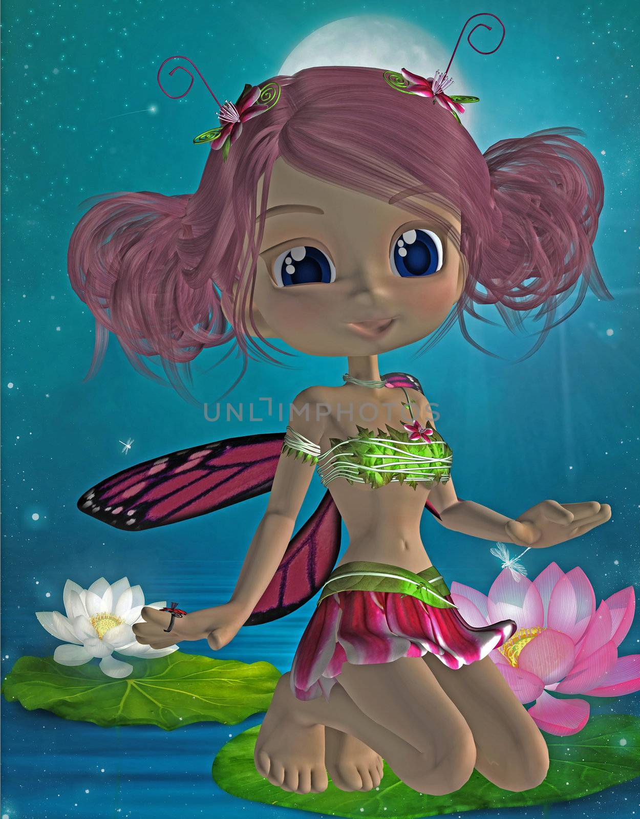 3d render of a cute toon fairy