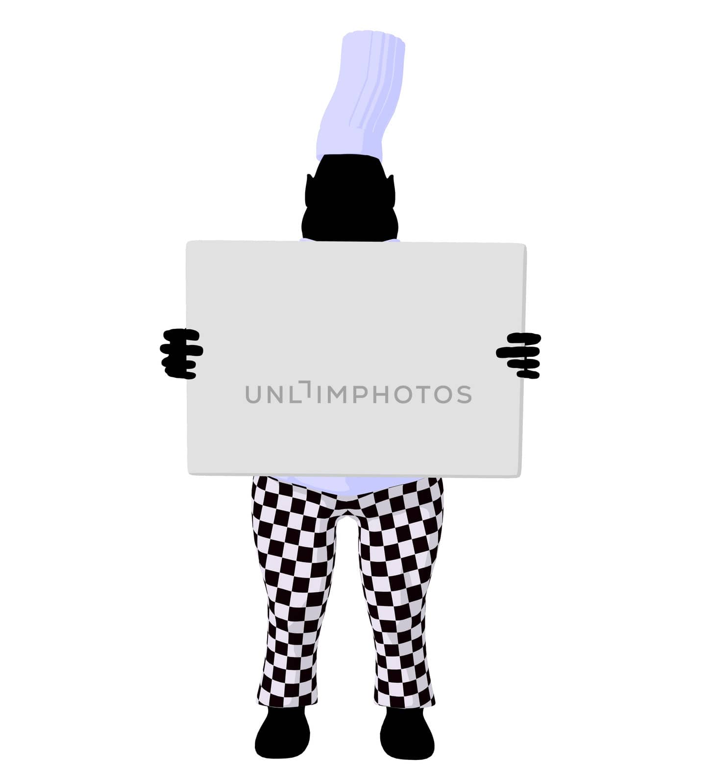 Chef  holding a blank object silhouette on a white background