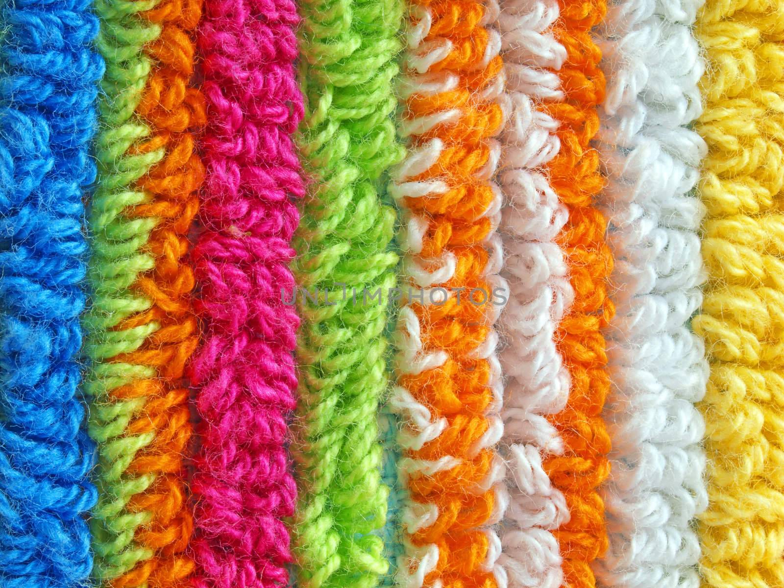 Close-up view of colorful striped  fabric texture