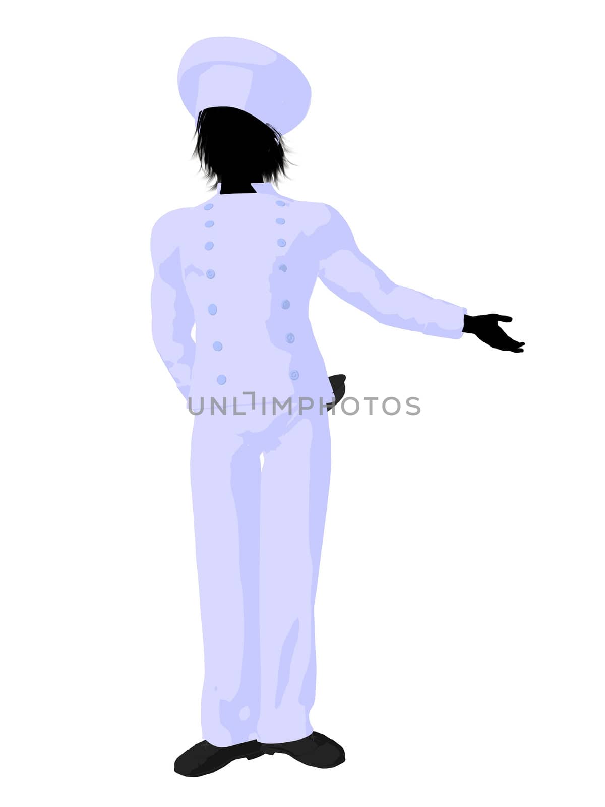 Male chef with a skillet silhouette on a white background