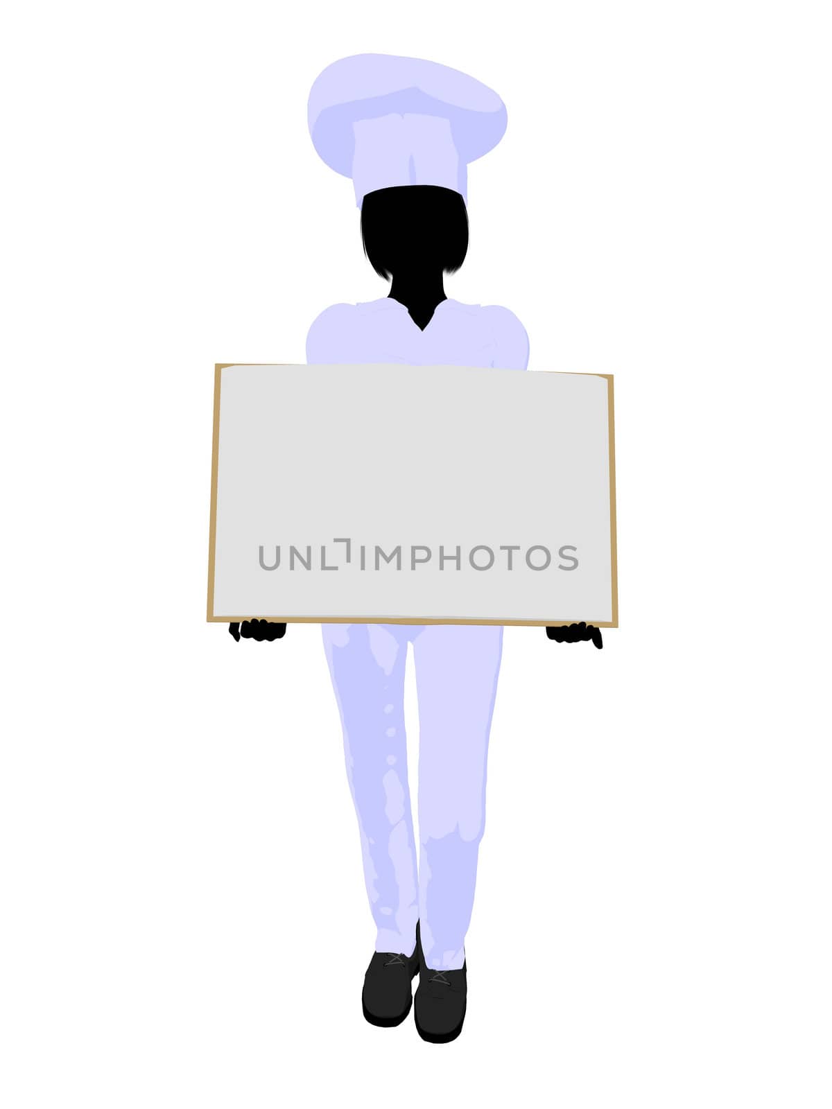 Chef  holding a blank object silhouette on a white background