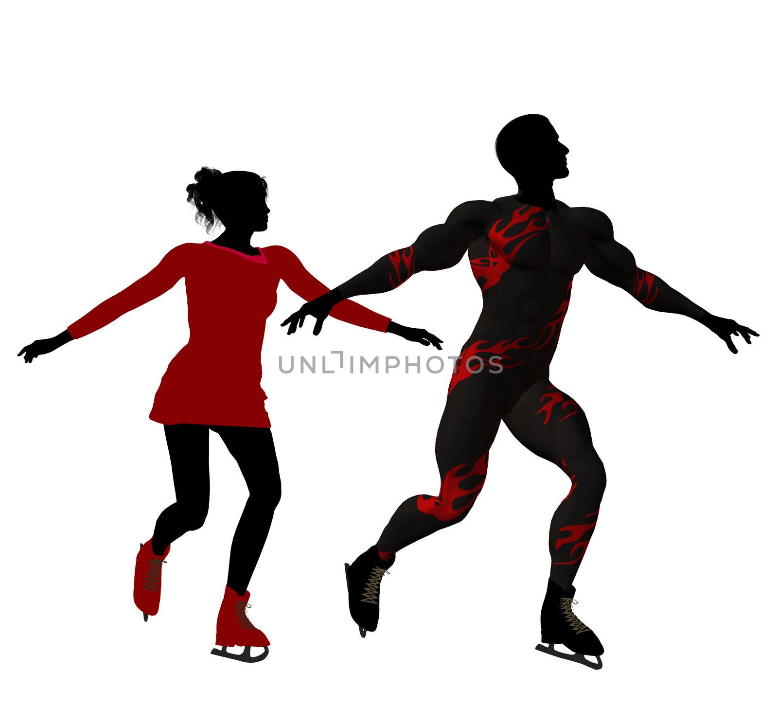 Couple Ice Skating Silhouette by kathygold