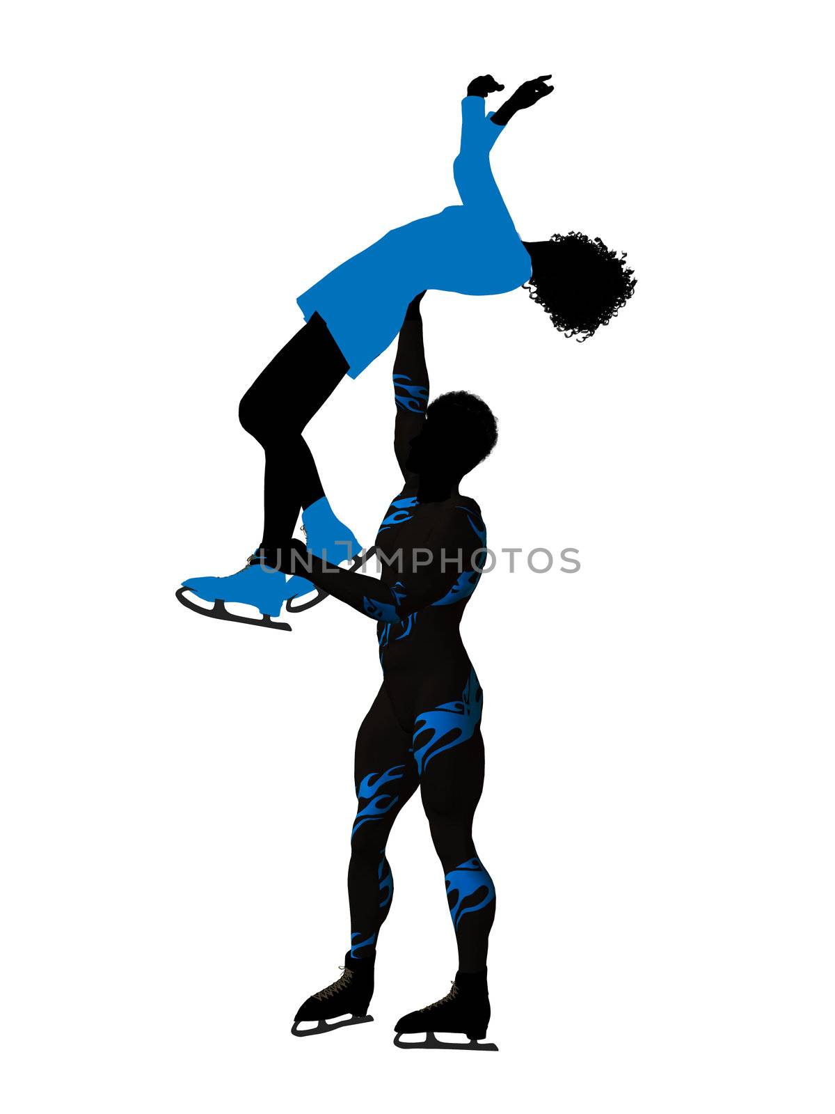 African American Couple Ice Skating Silhouette by kathygold