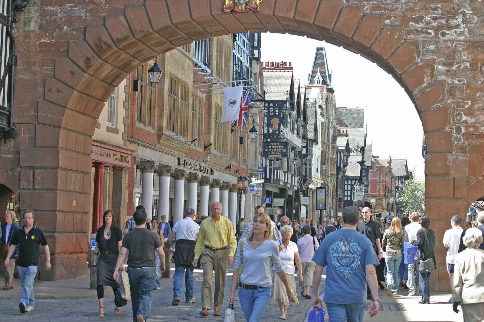 Shoppers and Tourists in Chester England