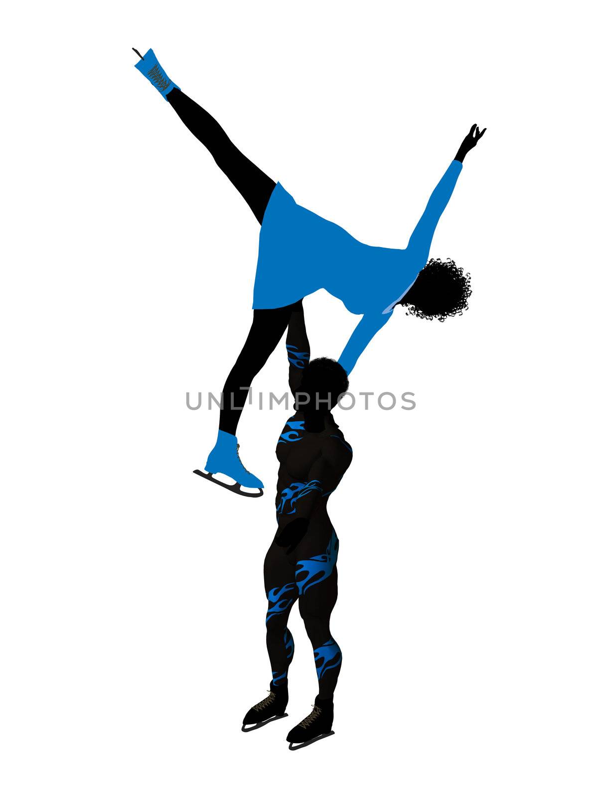 African American Couple Ice Skating Silhouette by kathygold