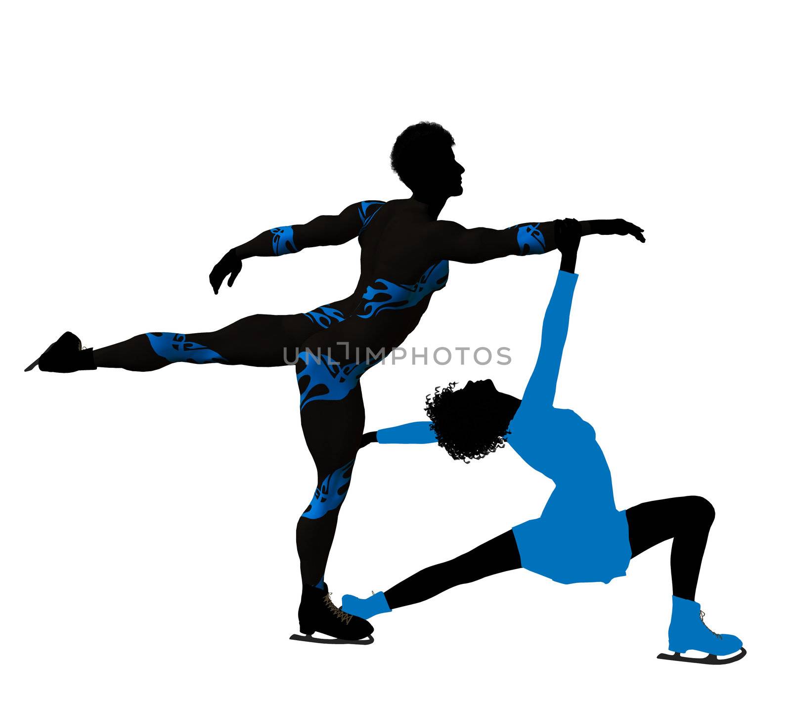 African American Couple Ice Skating Silhouette by kathygold