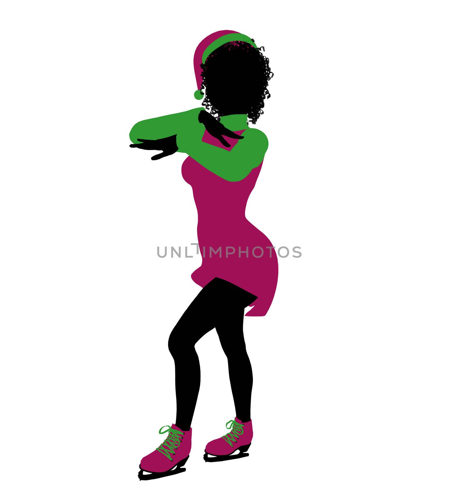 African American Christmas Elf Silhouette Illustration by kathygold