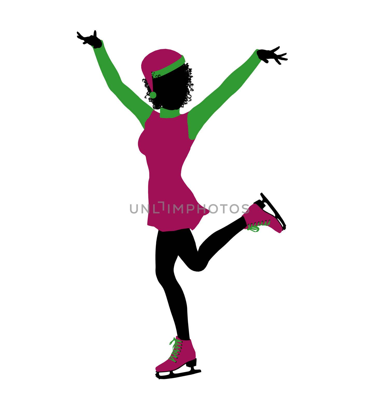 African American Christmas Elf Silhouette Illustration by kathygold