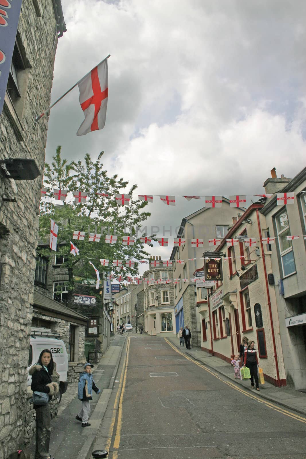 England Flags in Kendal Town Centre in Cumbria by green308