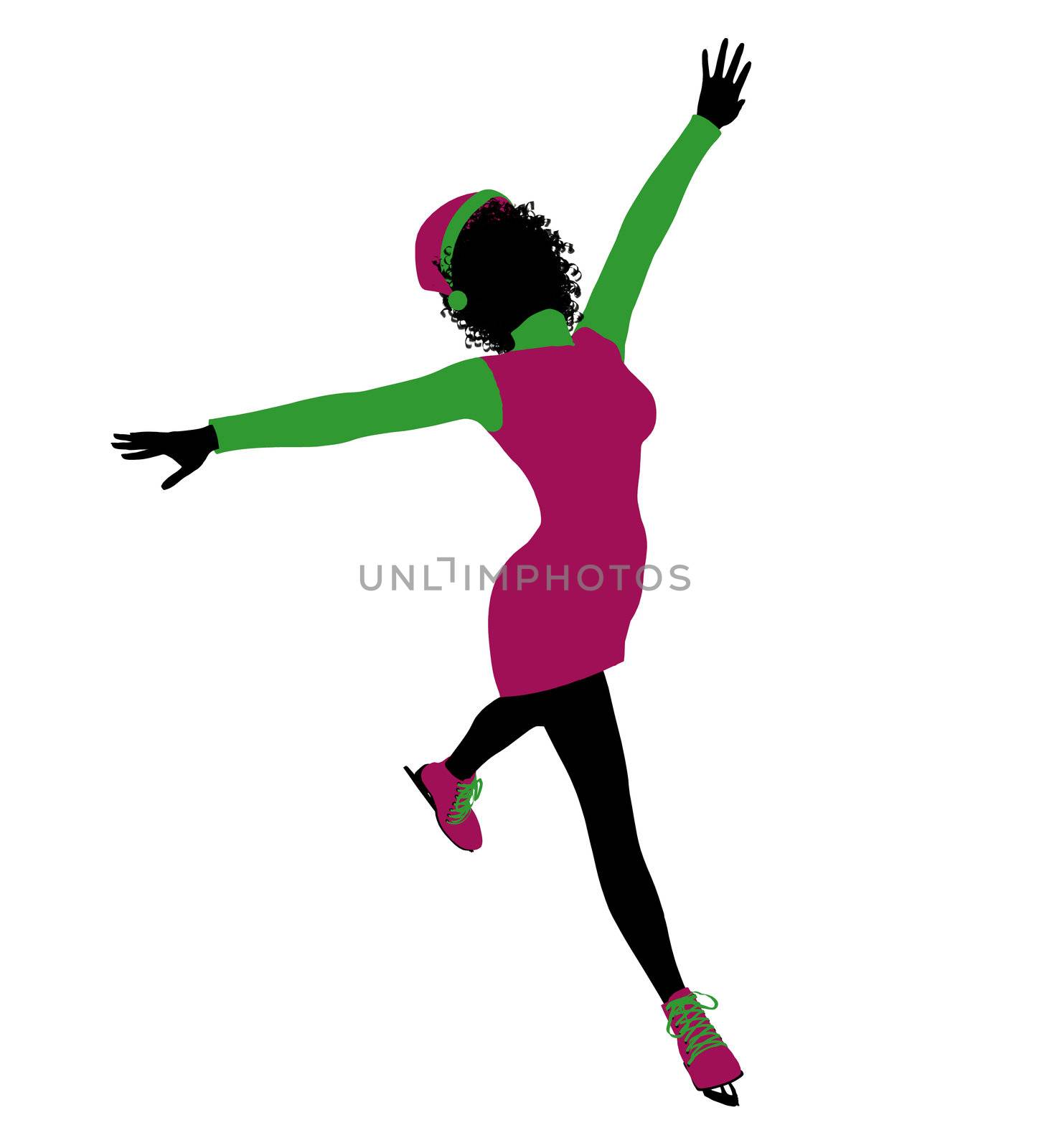 African American Christmas Elf Silhouette Illustration by kathygold