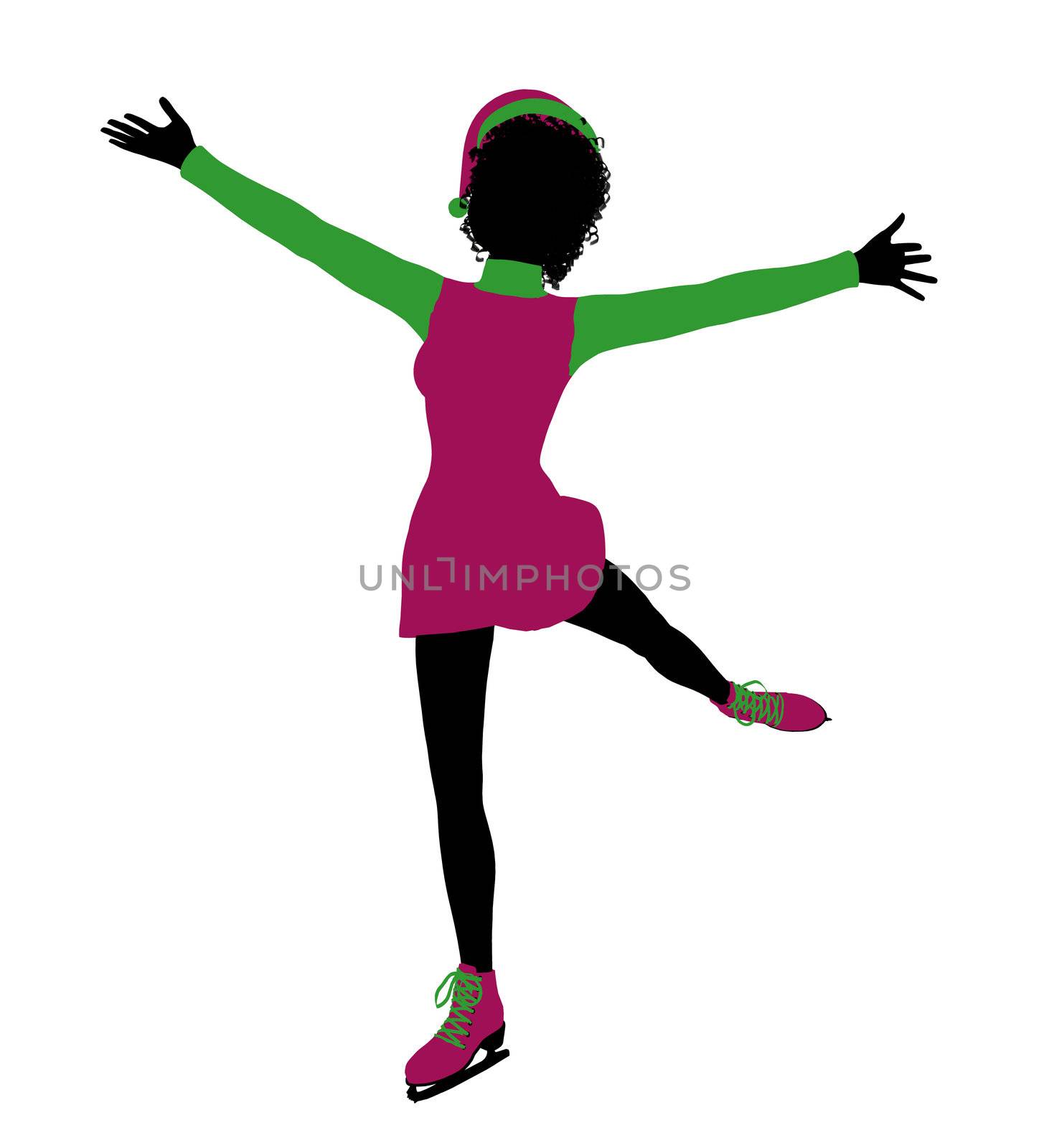 African American Christmas Elf Silhouette Illustration by kathygold