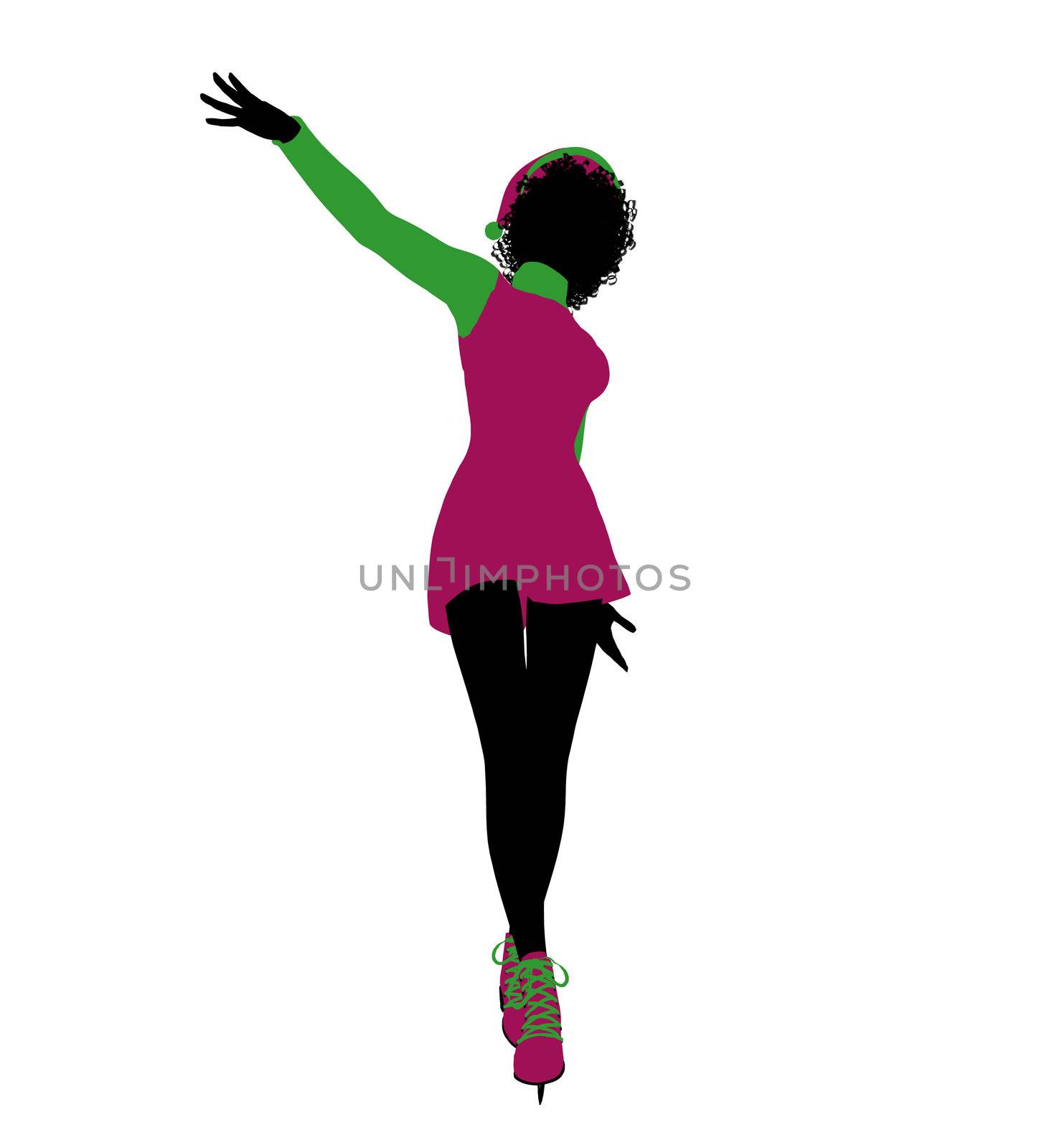 African American Christmas Elf Silhouette Illustration by kathygold