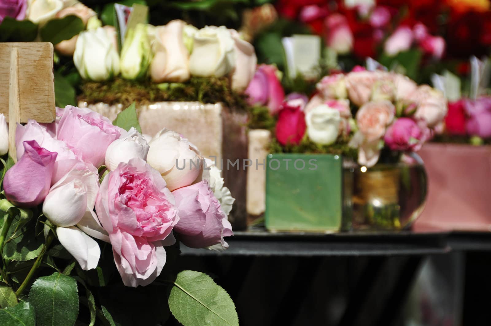 Roses on a florist stall