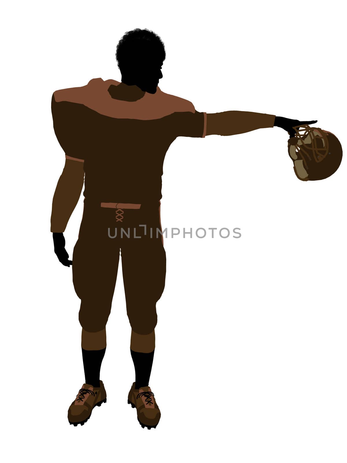 African American Male Football Player Illustration Silhouette by kathygold