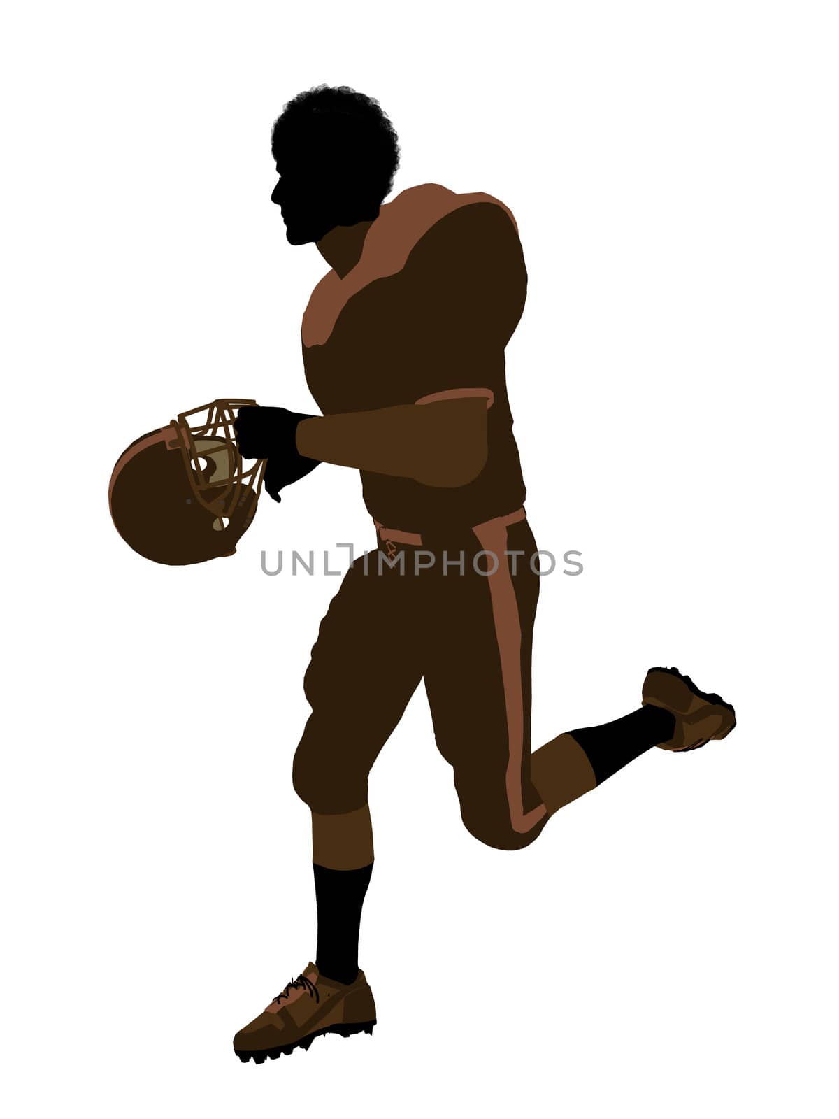 African American Male Football Player Illustration Silhouette by kathygold