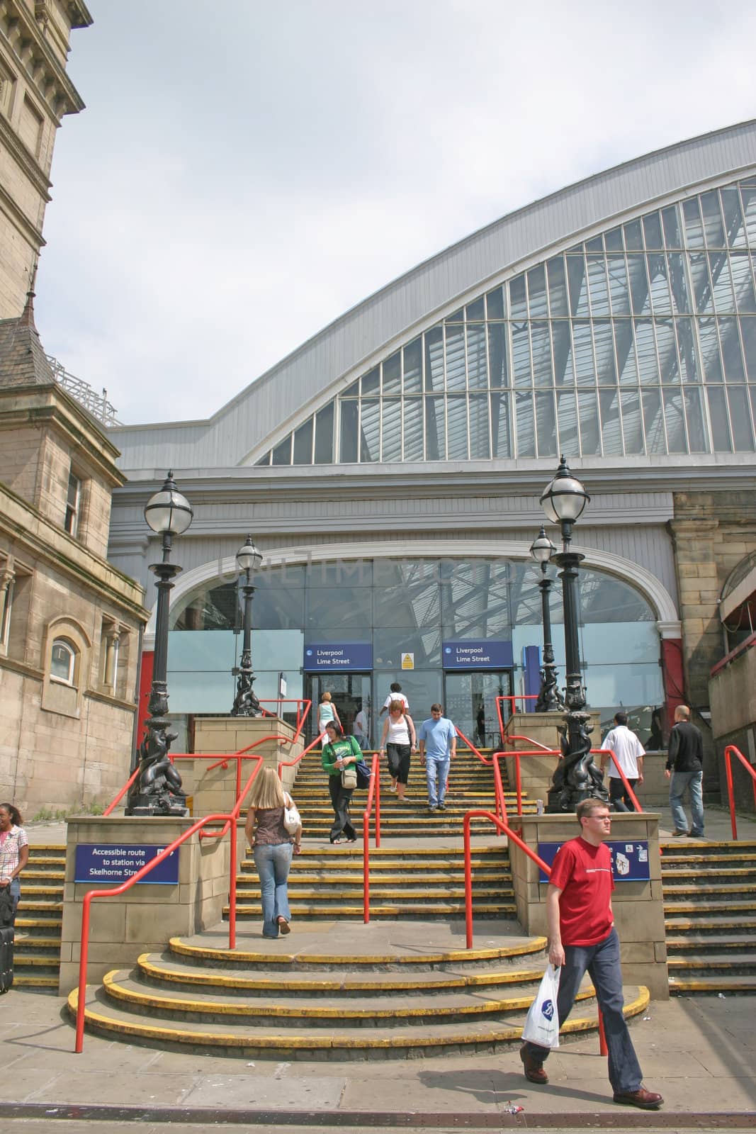 Tourists, Travellers and Shoppers Outside Lime Street Station in by green308