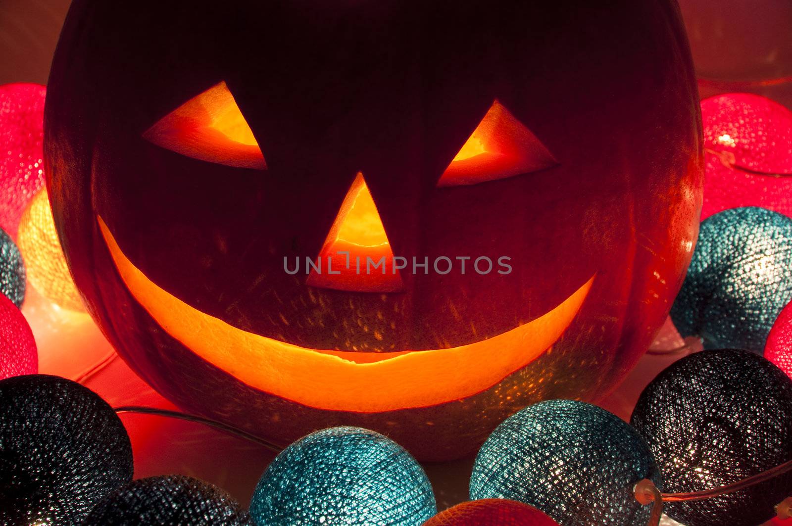 halloween lantern and electric garland