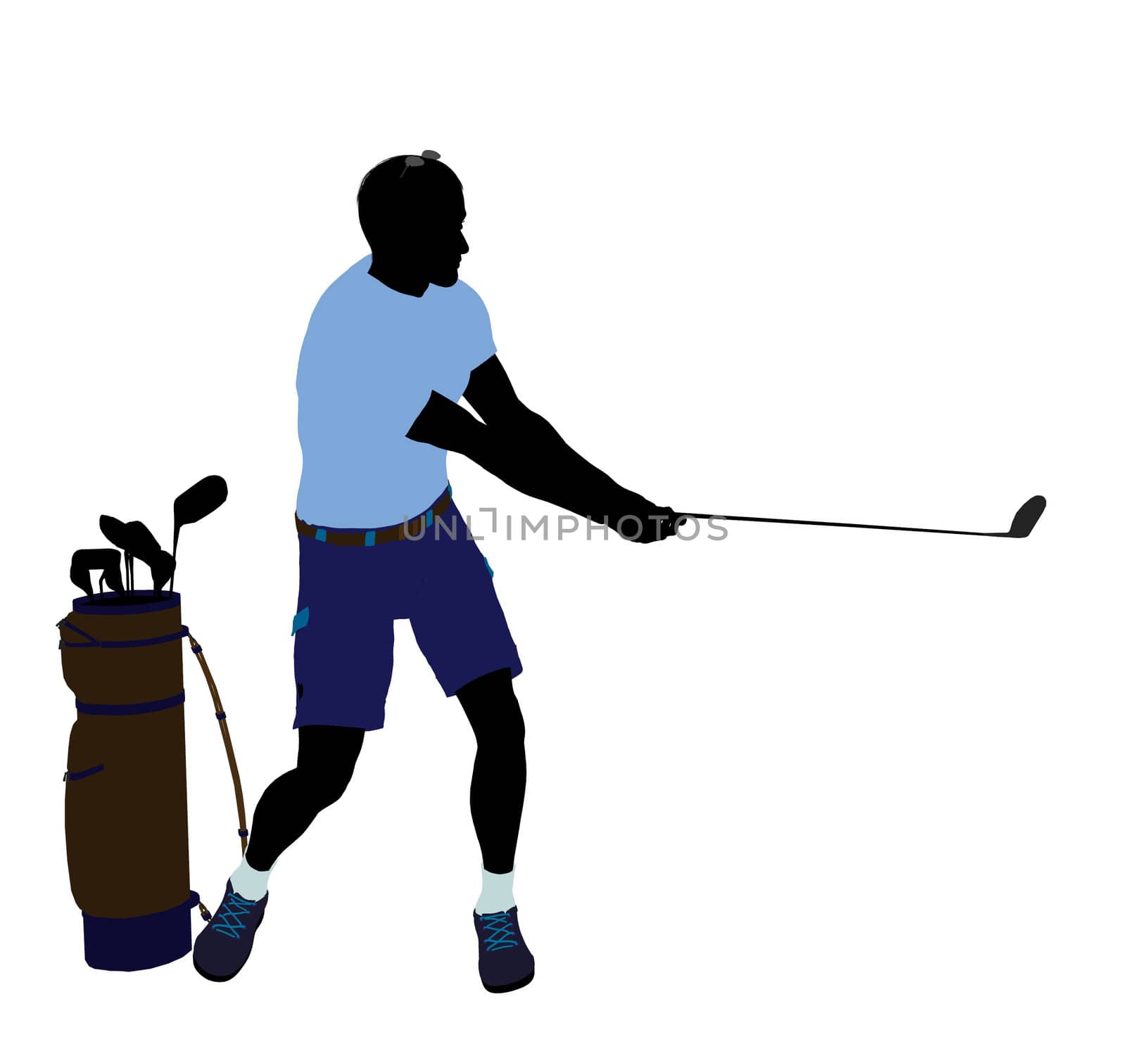 Male Golf Player Illustration Silhouette by kathygold