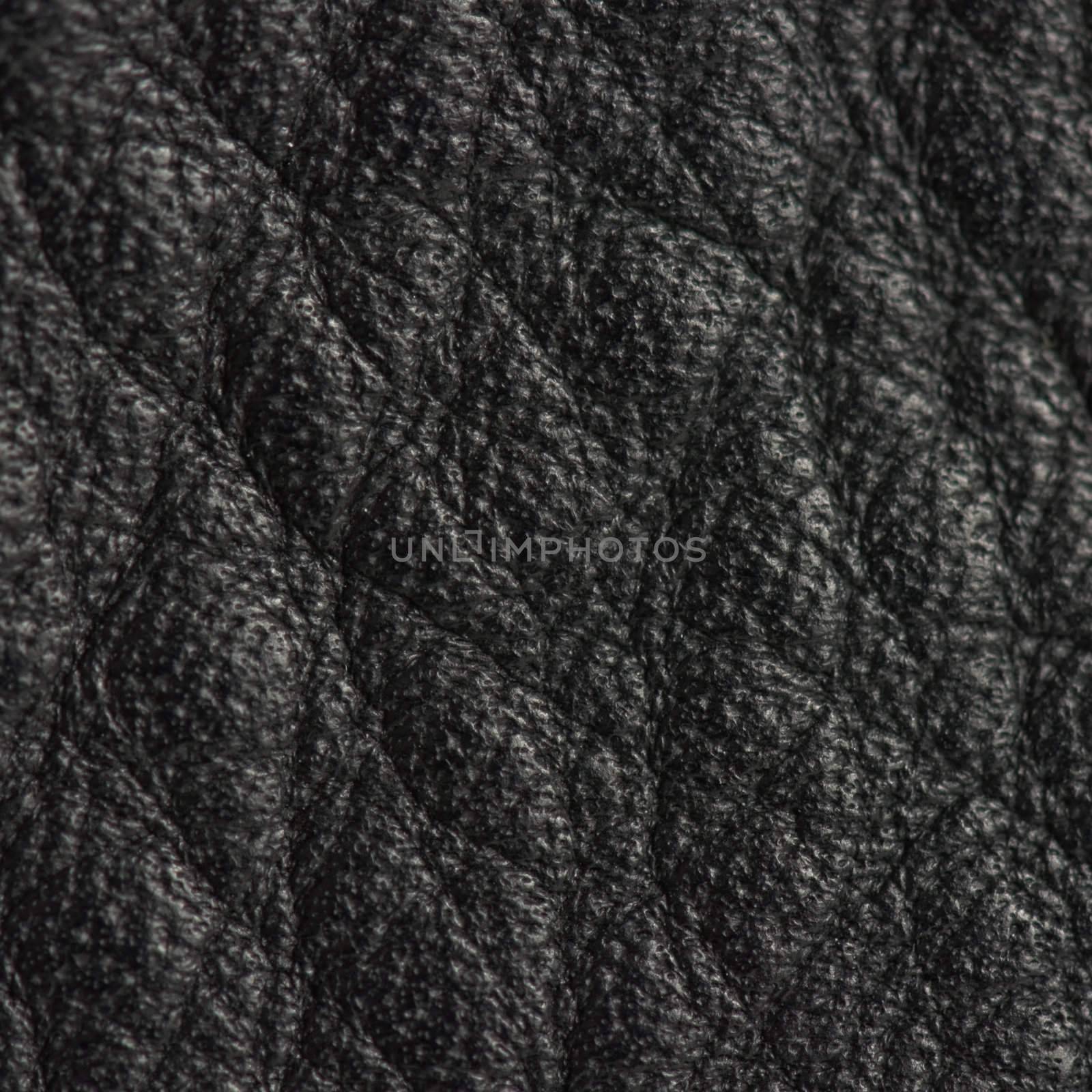 Black leather background, square photography