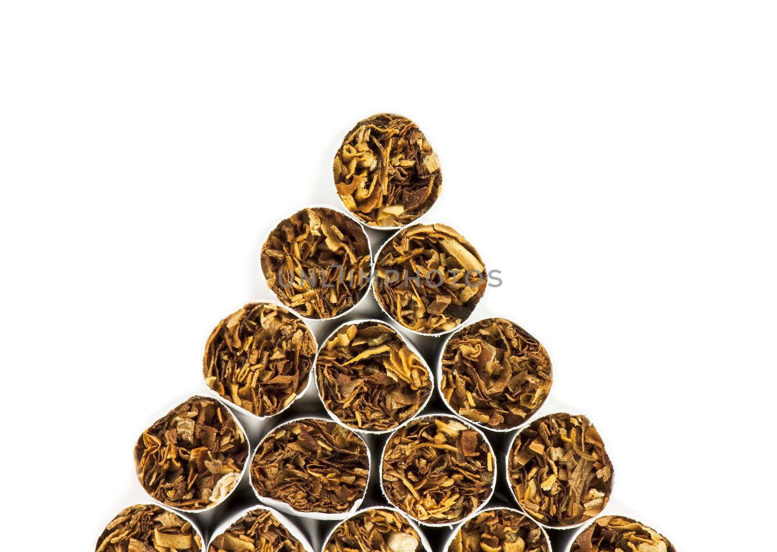 Stack of cigarettes, macro photography