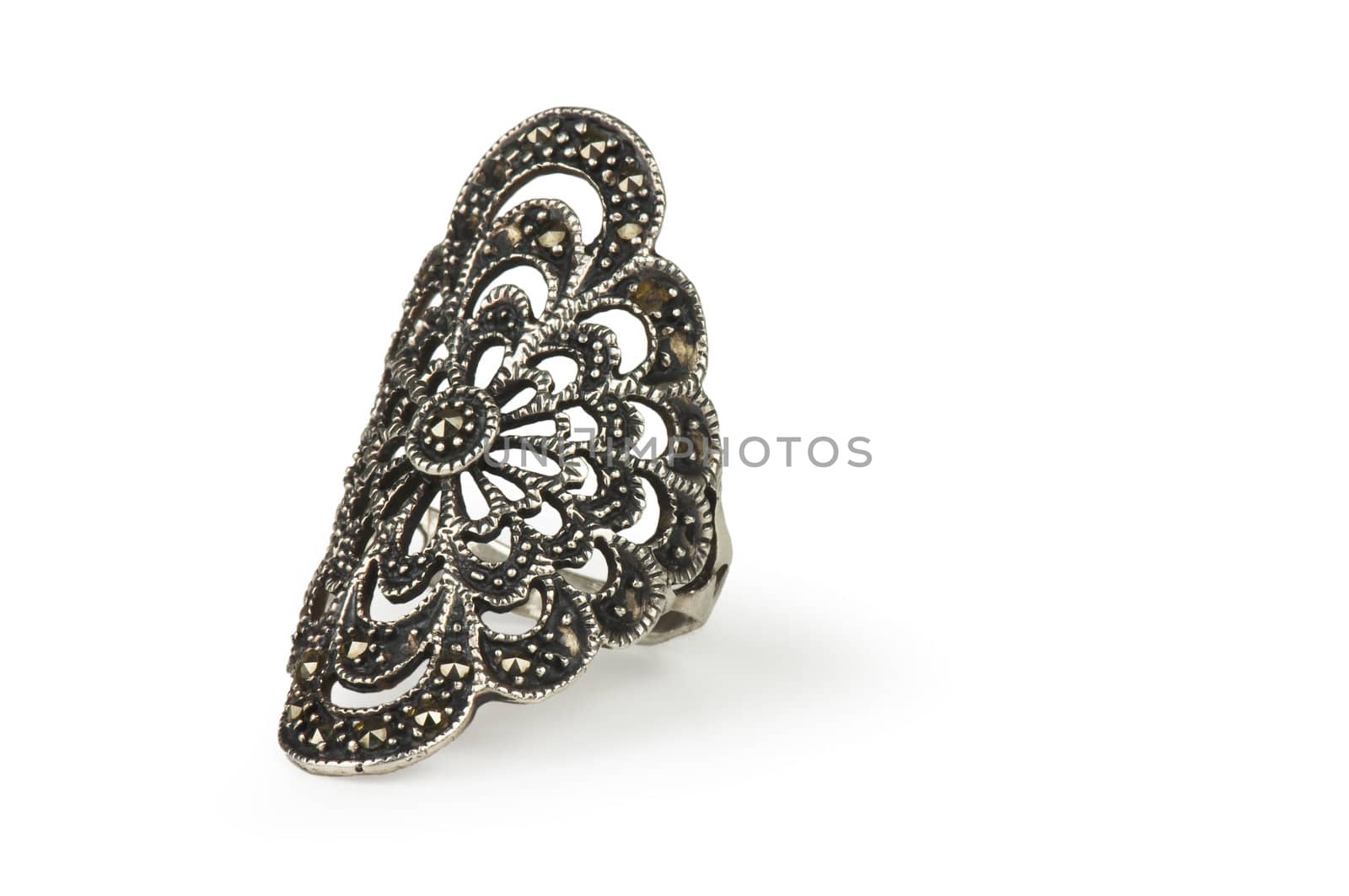 Vintage ring on white background