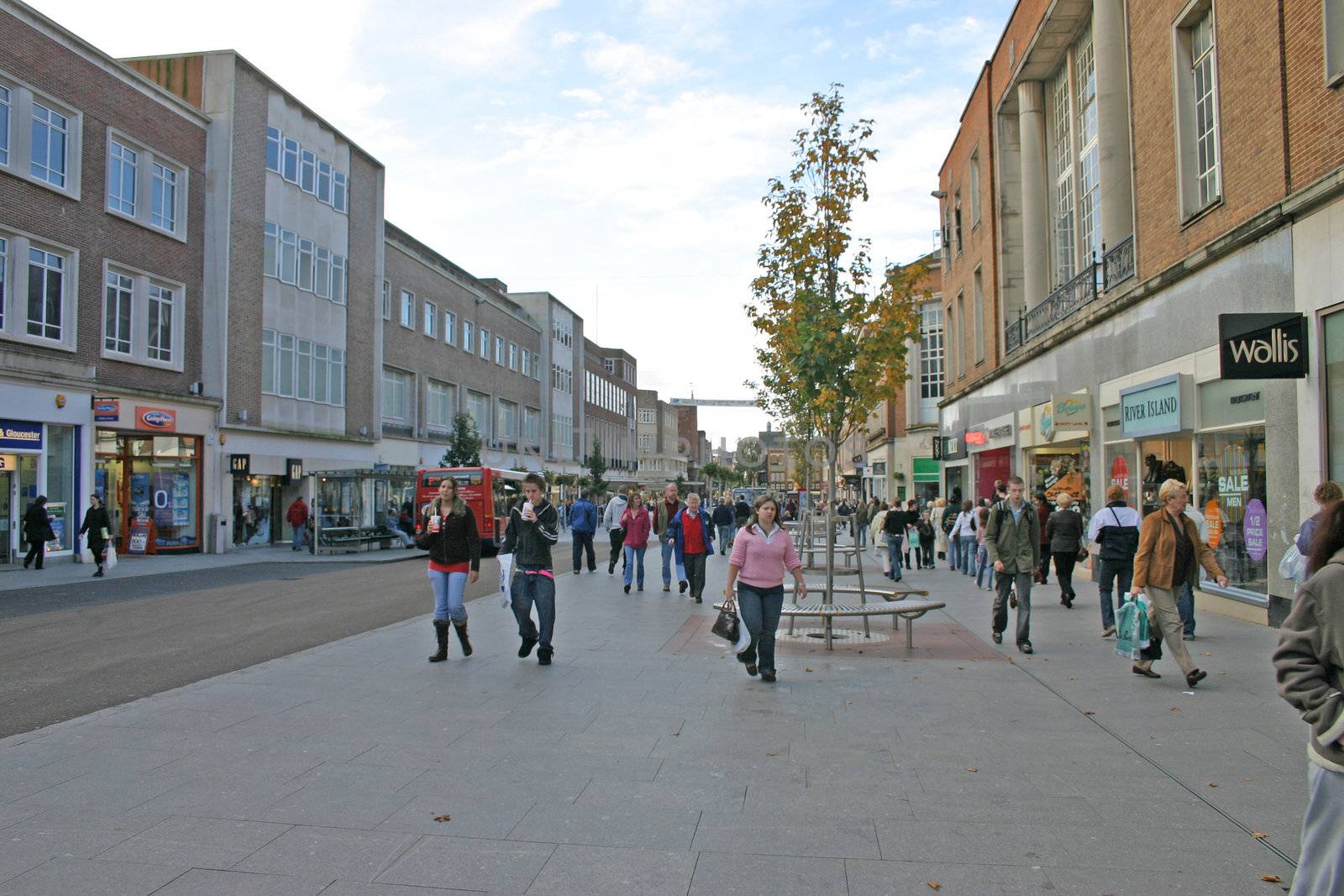 Shoppers in Exeter City Centre in Devon England