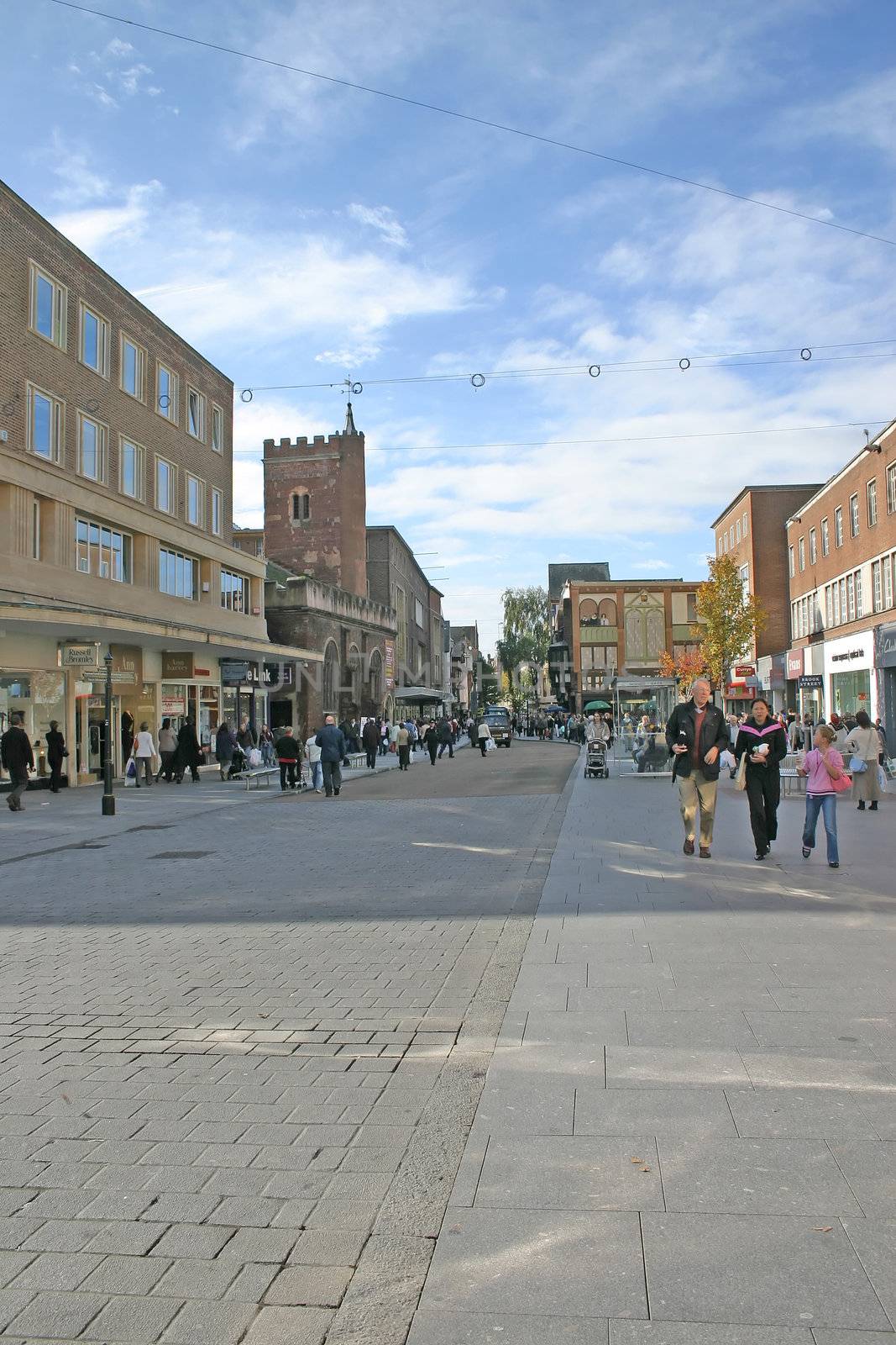 Shoppers in Exeter City Centre in Devon England