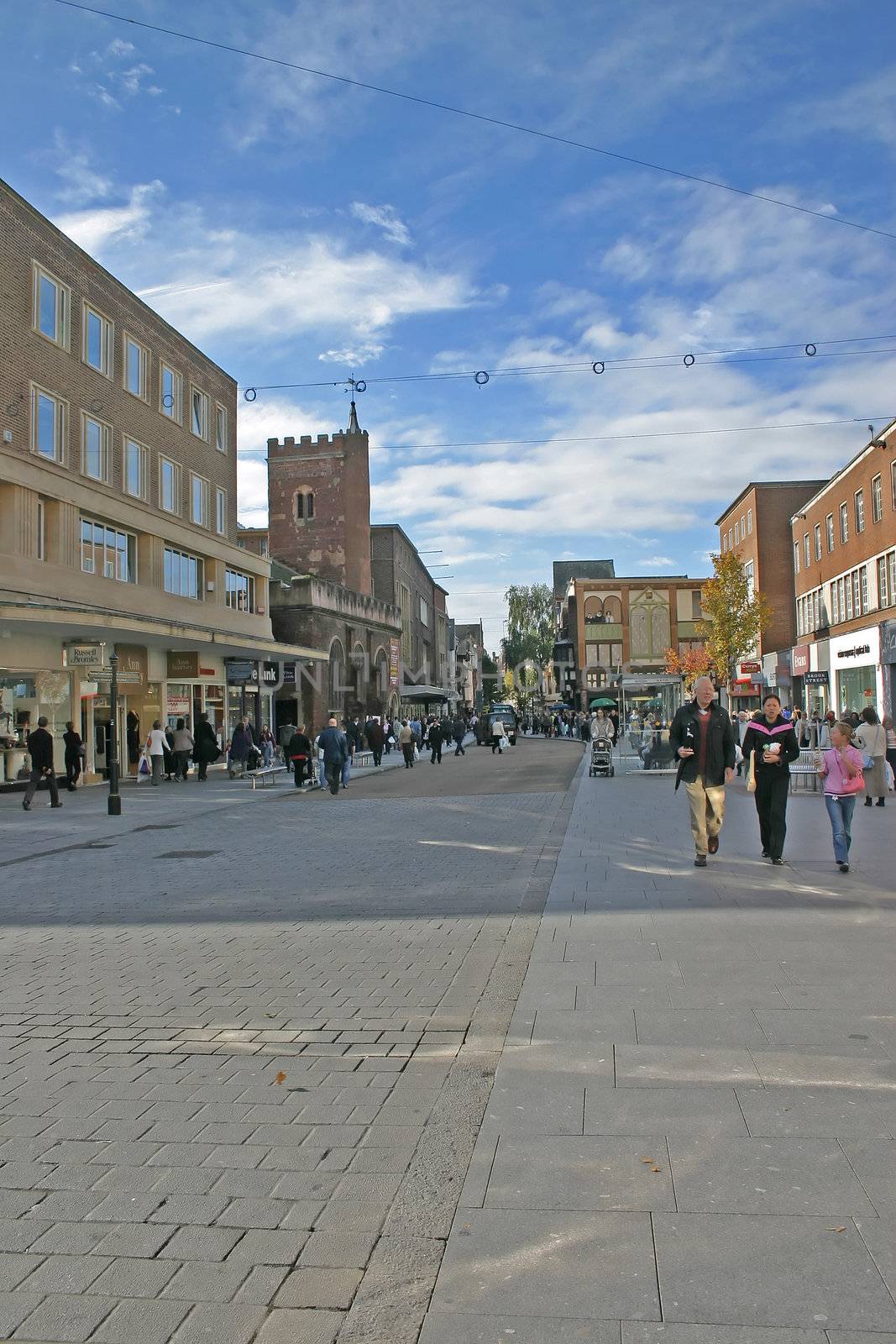 Shoppers in Exeter City Centre in Devon England