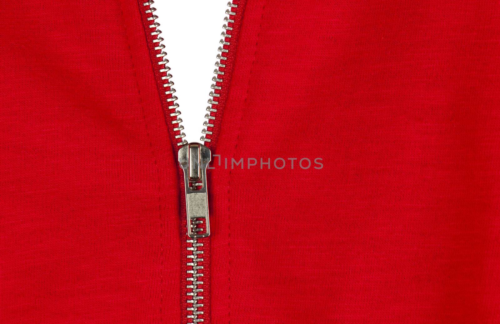 Zip of a red cotton sweater by dutourdumonde