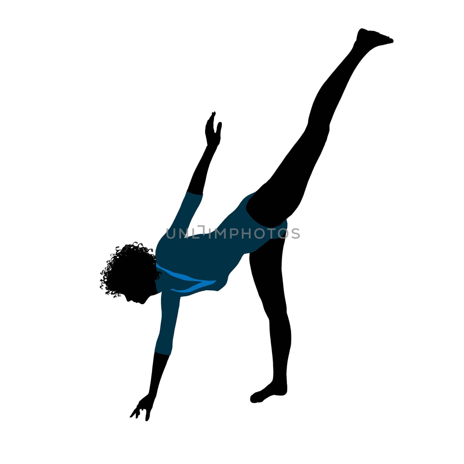 Female african American gymnast art illustration silhouette on a white background