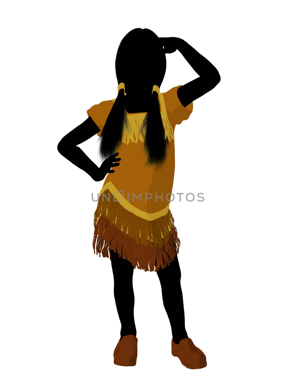 Native American Indian silhouette illustration on a white background