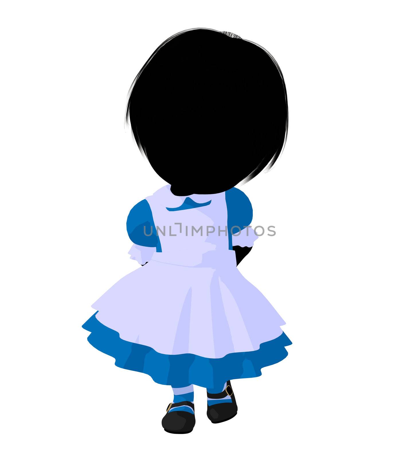 Little alice in wonderland illustration silhouette on a white background