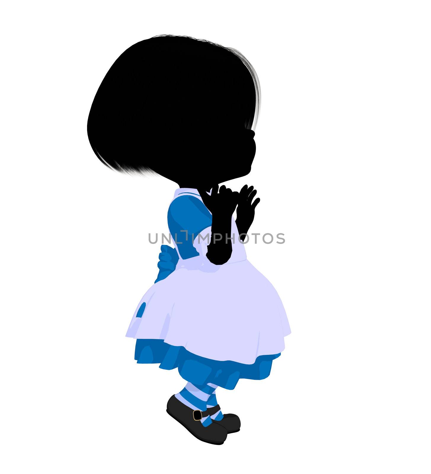 Little alice in wonderland illustration silhouette on a white background