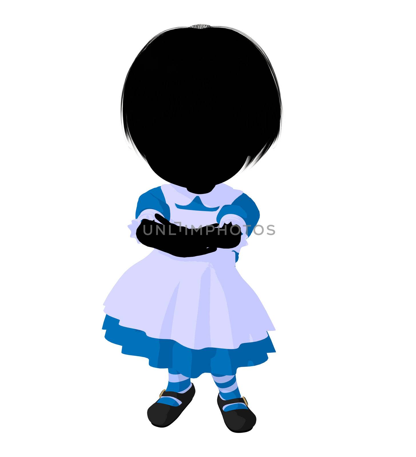 Little alice in wonderland illustration silhouette on a white background