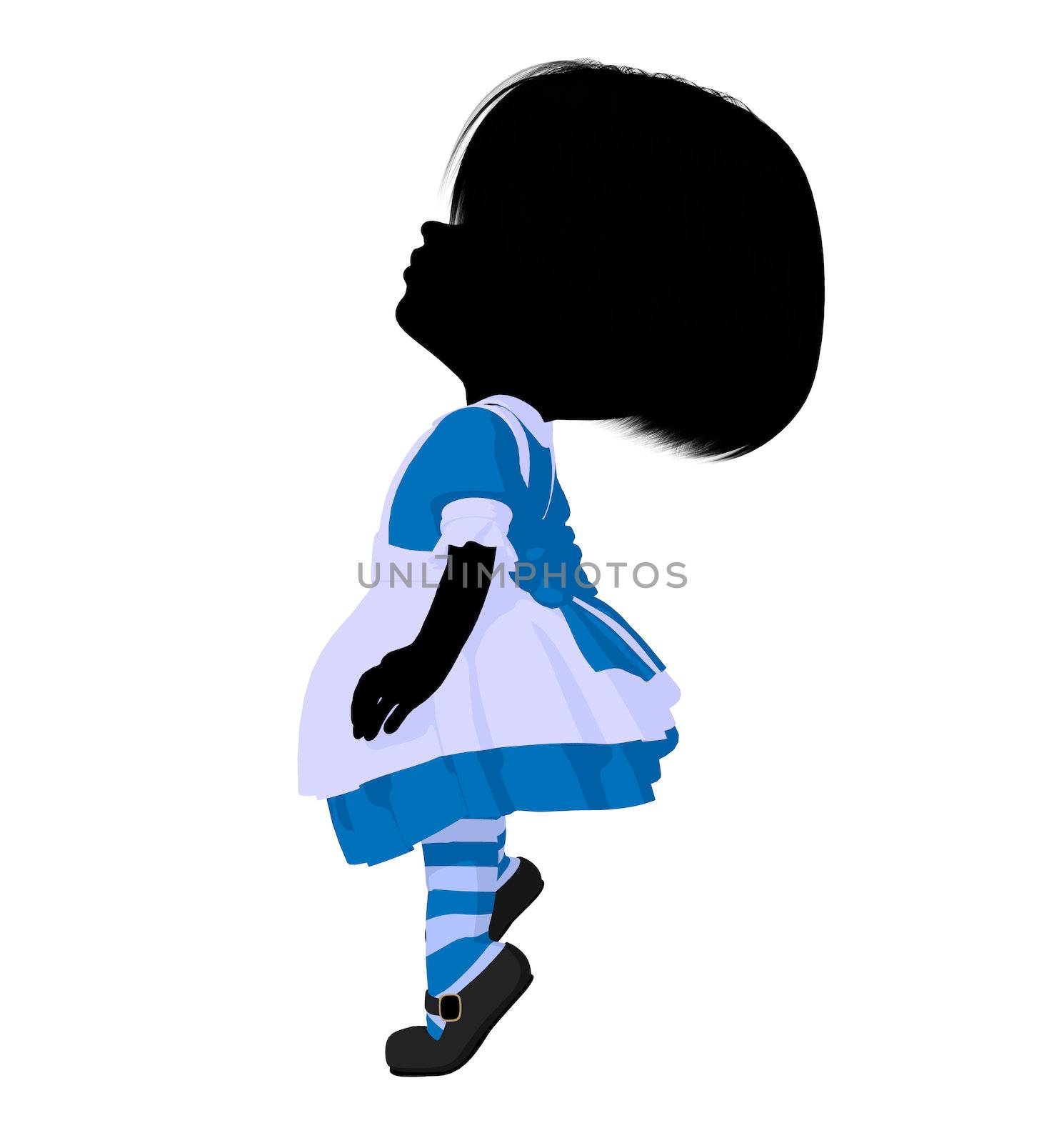 Little alice in wonderland illustration silhouette on a white background