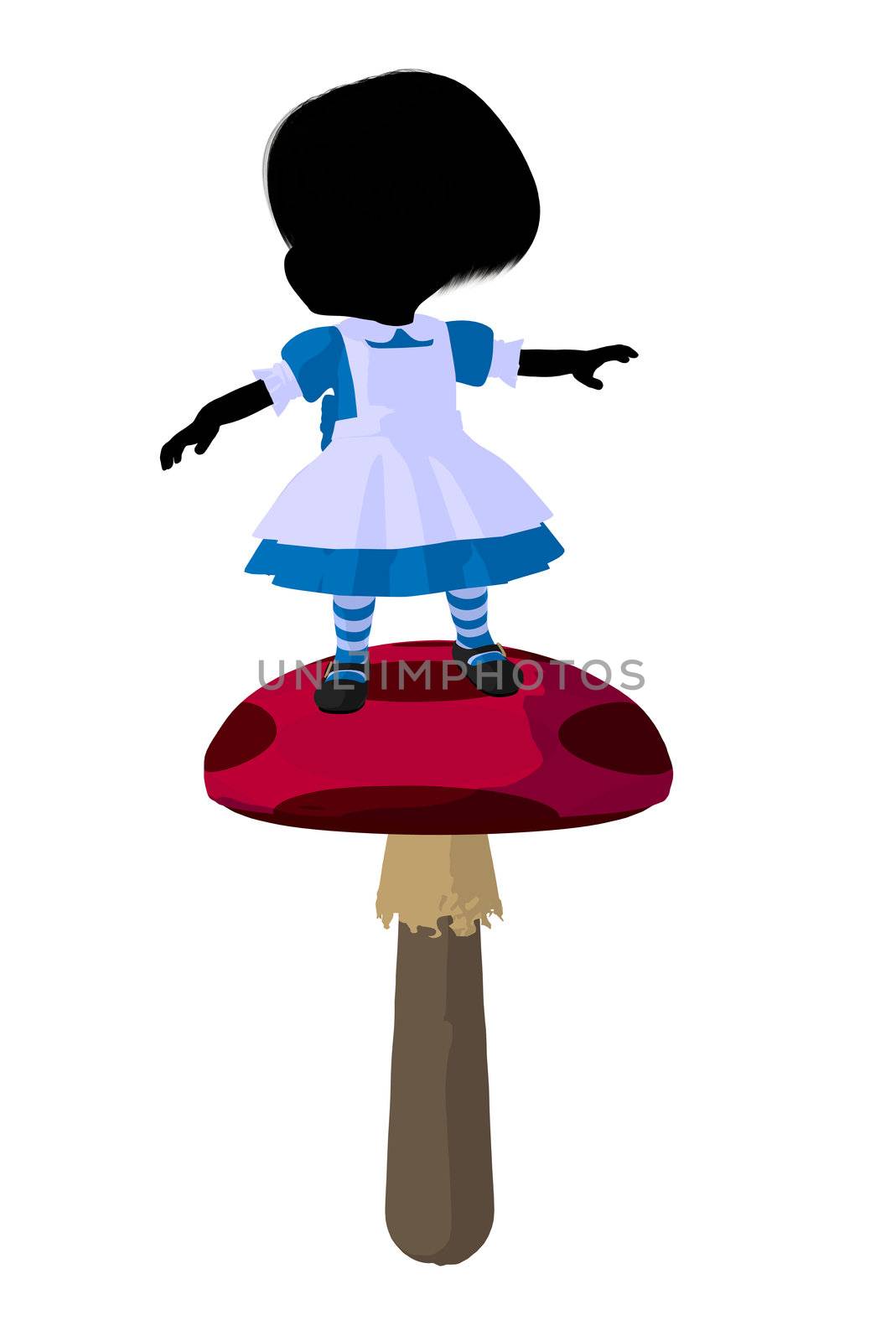 Little alice in wonderland illustration silhouette on a white background