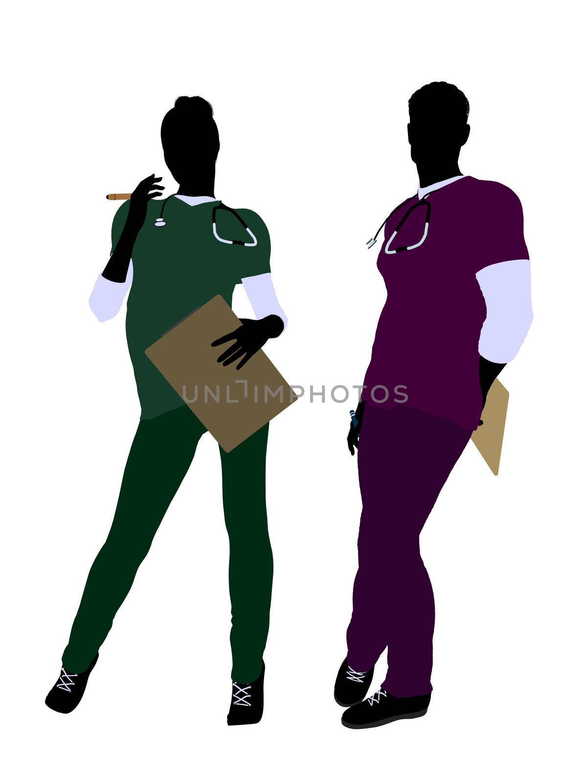 Female and Male Doctor Silhouette by kathygold