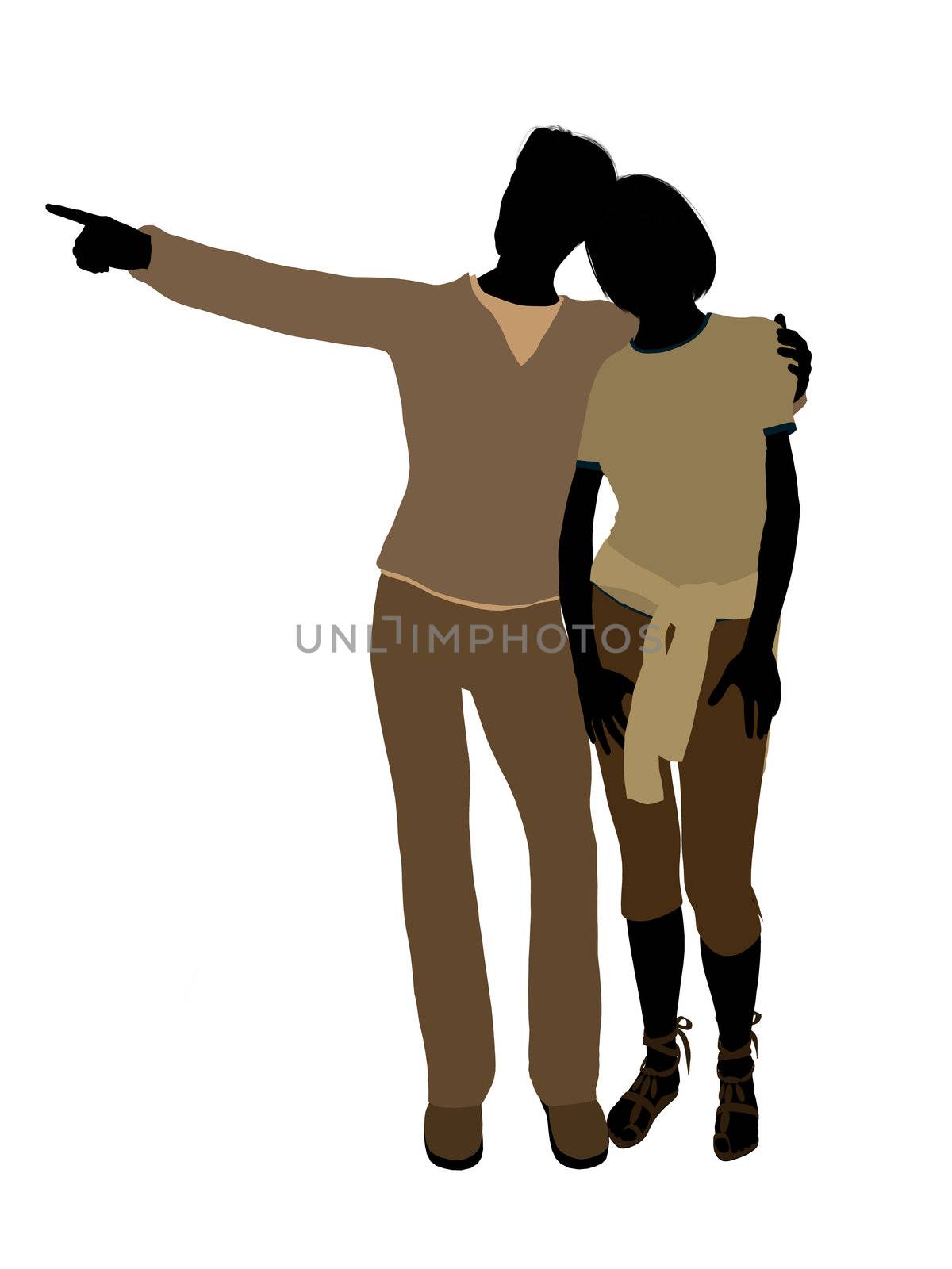 A couple silhouette illustration on a white background