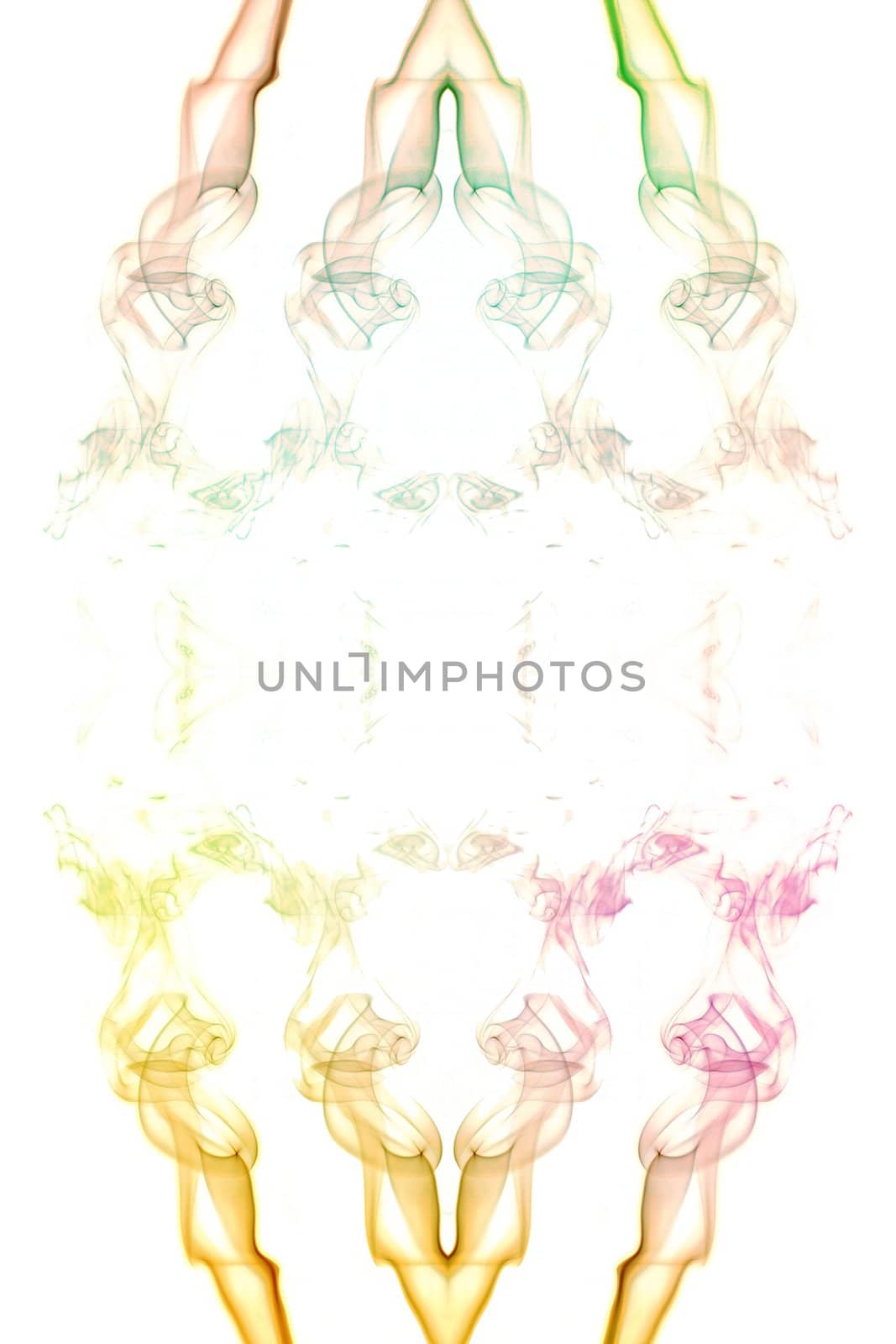 abstract picture of coloured smoke on the white background