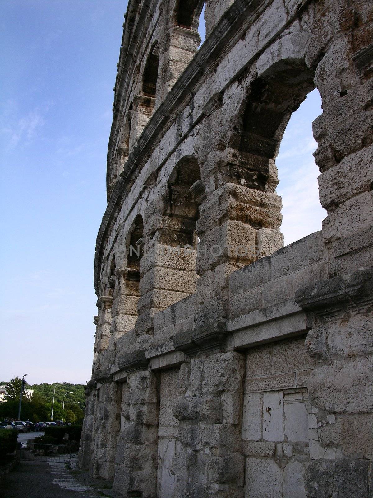 a detail of ancient stadium is in town of Pula by Sergieiev