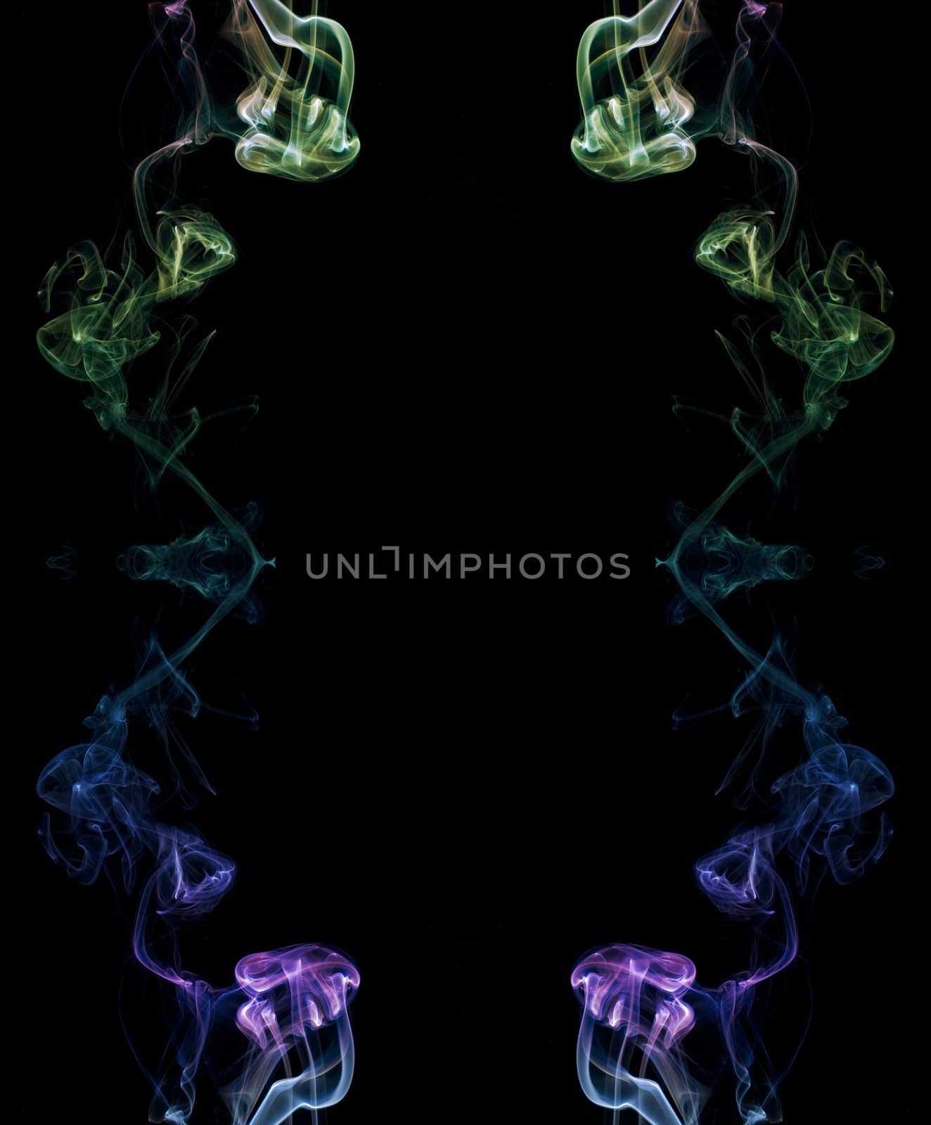 abstract picture of coloured smoke on the black background