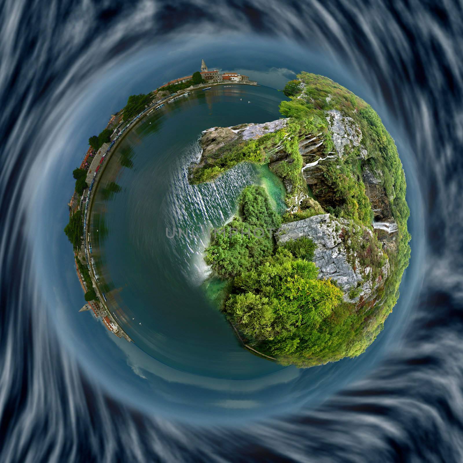 Waterfal planet by Sergieiev