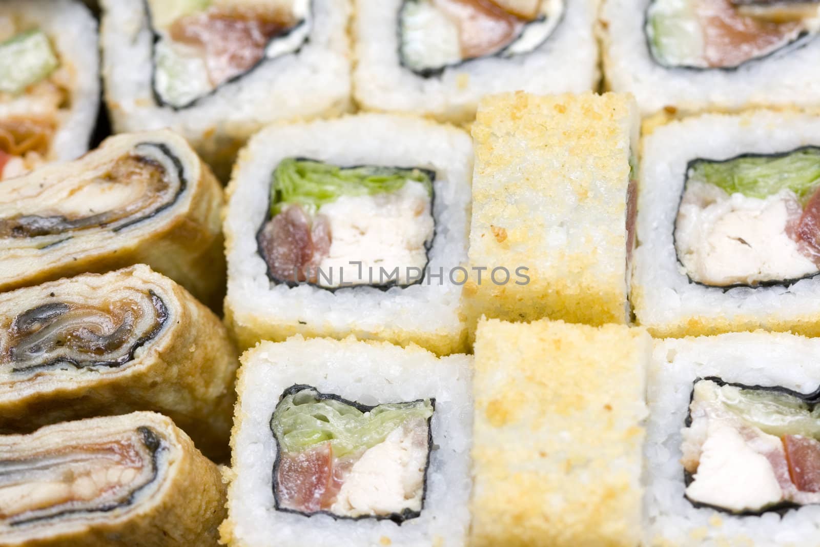 � wide variety of different rolls and sushi